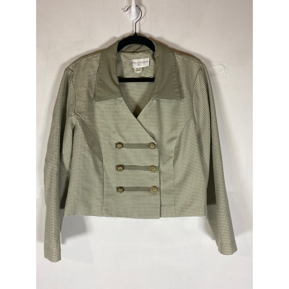 Vintage 90s Petite Sophisticate & Co Houndstooth Cropped Jacket Blazer Petite 12